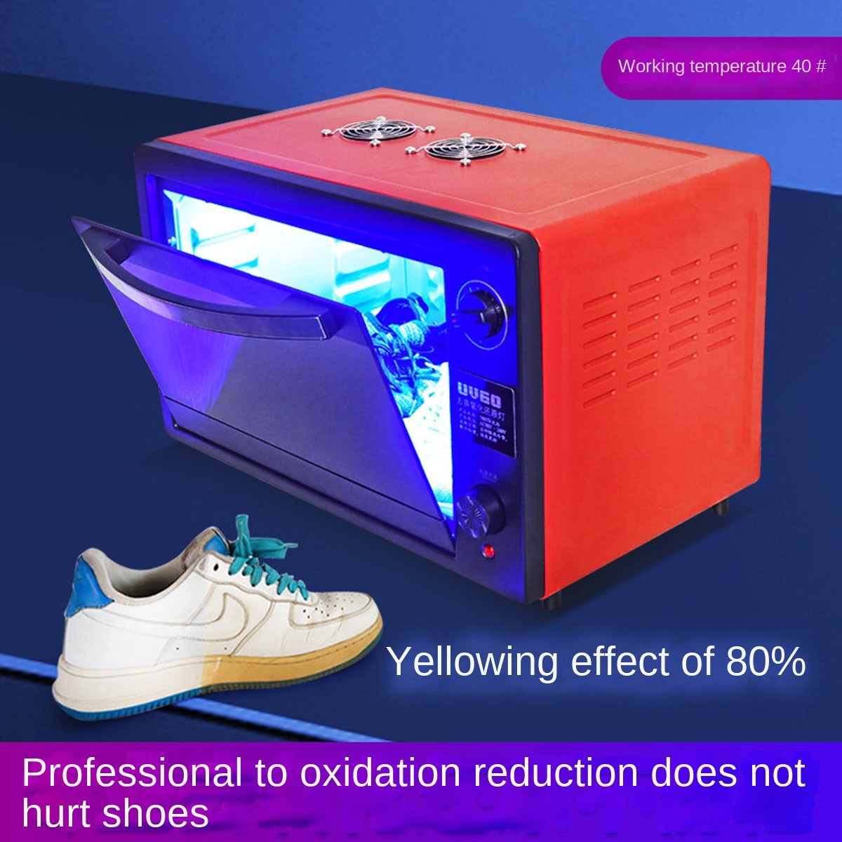 Uv Sole Oxidation - รองเท้าไฟ LED ติดกล่องหลอดไฟยูวีพื้นรองเท้าคริสตัลยางด้านบนสีเหลืองลบออกซิเดชันลดสารออกซิไดซ์สีขาวดั้งเดิม