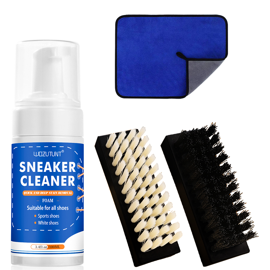 Sneaker Shoe Care Kit - ชุดทําความสะอาดรองเท้าสีขาวสําหรับรองเท้าผ้าใบผ้าใบ Nubuck Suede Decontamination รองเท้าผ้าใบโฟมทําความสะอาดพร้อมแปรง 2