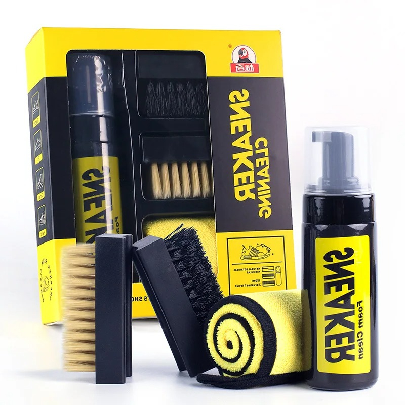 Sneaker Care Suede - ชุดทําความสะอาดรองเท้าผ้าใบโฟมไร้น้ํา 150 มล. พร้อมแปรงและผ้าสําหรับรองเท้าสีขาวรองเท้าหนังนิ่มซักแห้ง