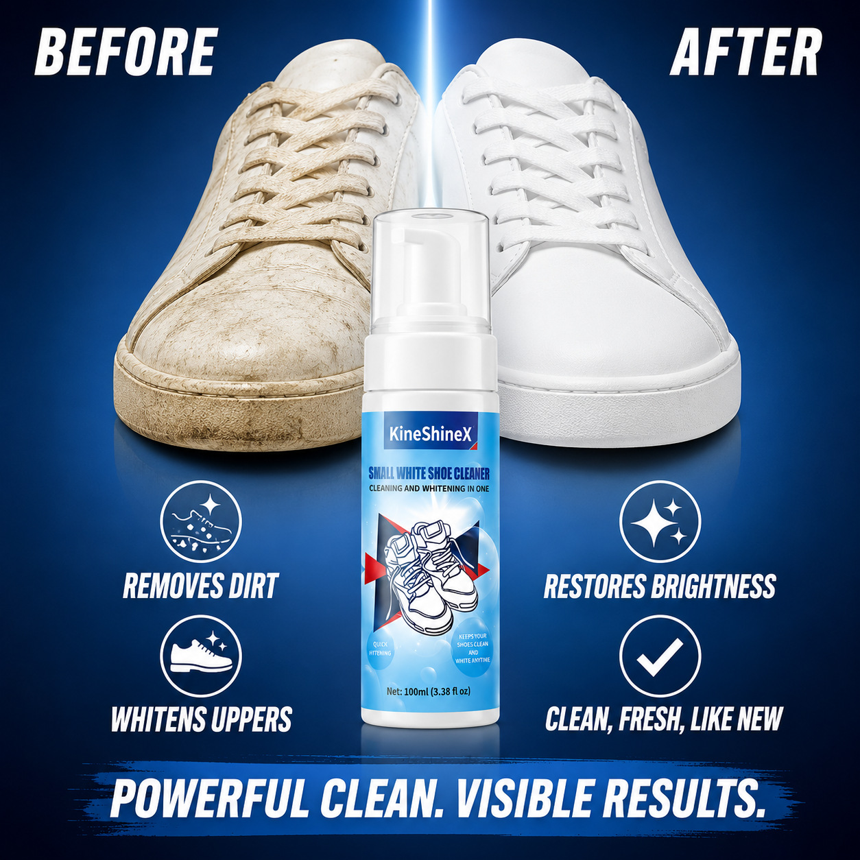 Sneaker Shoe Care Kit - ชุดทำความสะอาดรองเท้า Gihen โฟมทำความสะอาดรองเท้าแบบไม่ใช้น้ำ พร้อมแปรงทำความสะอาดรองเท้าและผ้าเช็ดรองเท้า สำหรับดูแลรองเท้าผ้าใบ เหมาะสำหรับรองเท้าทุกประเภท